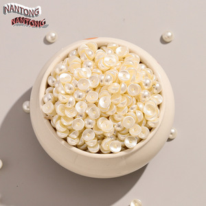 Perles demi-rondes Nantong de qualité supérieure, blanches, à dos plat, 807, pour DIY, nail art, accessoires pour cheveux, décorations pour coques de téléphone - Product Image 3