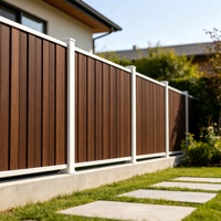 Clôture horizontale populaire en composite bois-plastique pour la protection de la vie privée, panneau de clôture de jardin en métal à lattes