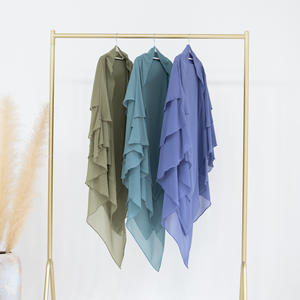 Taglio all'ingrosso Hijab abito islamico sciarpa Khimar 3 strati Chiffon Abaya foulard lungo Jilbab Khimar 3 Schicht - Product Image 5