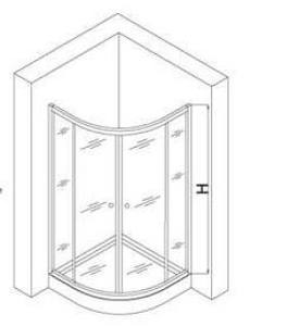 Recinto de ducha de esquina de vidrio deslizante curvo de baño con marco de aluminio - Product Image 3
