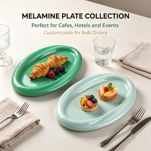 Plato Ovalado Minimalista de Melamina con Diseño Sólido, 8 Pulgadas, Apto para Lavavajillas, Plato para Servir - Product Image 1