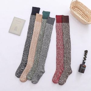 Chaussettes hautes en coton, épaisses et longues, style mode simple, effet froncé, chauffe-jambes d'hiver - Product Image 5