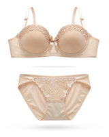 Ensemble soutien-gorge et culotte sans fil, direct usine, avec dentelle, bonnets moulés et fixes, push-up, lingerie féminine