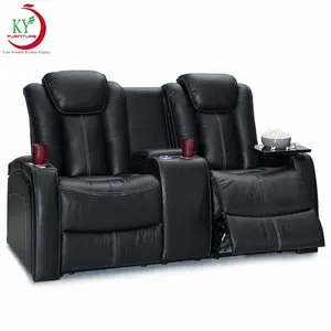 Geeksofa Leather Living Room Cinema Home Theater Power Electric with Console Headrest Adjust Recliner Chair 30-45days