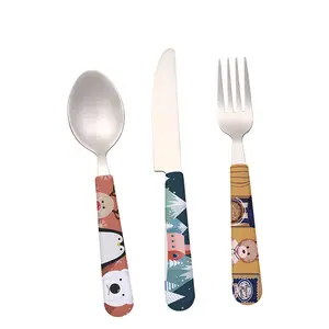 不锈钢白勺刀叉空白升华成人婴儿儿童儿童聚合物钢餐具DIY印刷