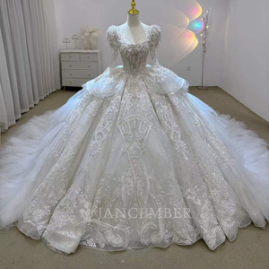 Luxurious Ball Gown <b>Wedding</b> Dress Sweetheart Neckline Floral Print Beaded Bodice Appliques Chapel Train Floor-Length Customized - Product Image 1