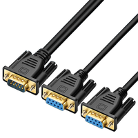 Cable de puerto serie RS232 DB9 de uno a dos, cable DB9 de un macho a dos hembras