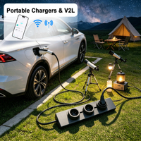 Chargeur EV portable 3,5 kW 16A Mode 2, chargeur de voiture électrique EVSE 240V, décharge V2L, Type 2 Type 1 GBT, contrôle intelligent par application, prise personnalisée