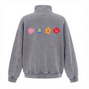 Sweat-shirts d'hiver à motif uni, 100% coton, tissu tricoté chaud, col à capuche brodé, CYS-2680193 - Product Image 4