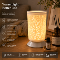 Lámpara de Aroma Moderna de Cerámica, Calentador de Cera LED, Quemador de Aceites Esenciales de Porcelana Blanca, Luz Nocturna Decorativa para Mesa, Decoración del Hogar