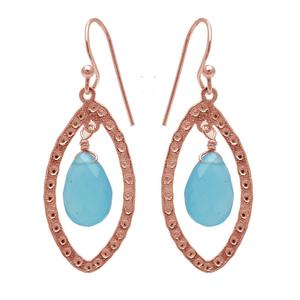 Genuine Aqua Chalcedony Dangle Earrings Solid .925 Sterling <b>Silver</b> Gold Plating Handmade Ear <b>Wire</b> Trendy Fine <b>Jewelry</b> Weddings - Product Image 3