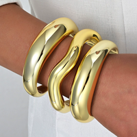 Ensemble de bracelets ouverts CCB à motif géométrique - 3 pièces, bijoux pour femmes, élégants, polyvalents, luxueux et tendance NBR0030