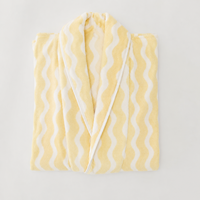 Peignoir de luxe en coton à rayures pour femme avec cordon de serrage, robe de chambre longue en peluche avec poches - Fabrication Softextiles