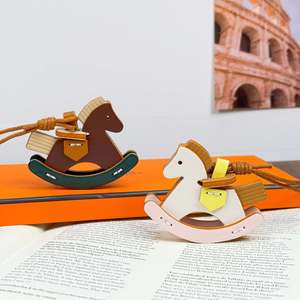 Cute Handmade Leather Rocking Horse Keychain Creative Bag Charm Pendant Durable Car Key Ring Lovely Gift <b>for</b> Women Girls Kids - Product Image 2