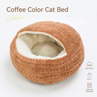 Lit chat gaufre semi ferme chaud nid animal antidrapant lavable machine respirant durable interieur chats automne hiver