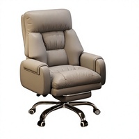 Chaise de bureau de direction de luxe inclinable et pivotante avec repose-pieds intégré, en cuir PU premium