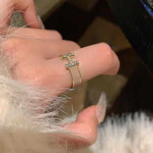 Anelli Aperti di Lusso con Zirconi CZ Colorati e Smalto, Anelli con Lettera H in Diamanti per Donne e Ragazze - Product Image 6