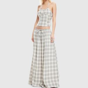 Nuevo Diseño, Serie Primavera Y2K, Conjunto de Dos Piezas para Mujer, Camisola Sexy, Top Corto, Falda Larga Elástica de Cintura Baja, Conjunto de Dos Piezas a Cuadros - Product Image 1