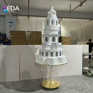 LEDA Château lumineux 3D en acrylique blanc de 1,5 m pour fête prénatale, anniversaire, mariage, grand modèle moderne - Product Image 2
