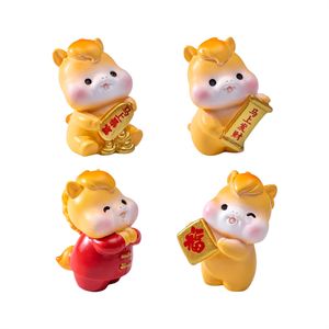 Figurine de petit cheval en résine décorative de table, style dessin animé paysager, mignonne, porte-bonheur, enveloppe rouge du Nouvel An, à faire soi-même, <span class=keywords><strong>petite</strong></span> ou moyenne - Product Image 1