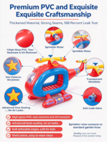 Tendance 2026, Meilleure Vente : Jouet Hélicoptère Gonflable Rouge et Bleu Viral avec Rotor Arroseur, Jouet Aquatique d'Extérieur pour Enfants, Idéal pour Jardin et Fêtes