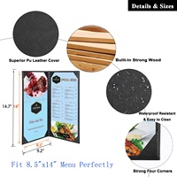 Porte-menus de restaurant 8,5 x 14 pouces, porte-menus en cuir à deux vues, portes-menus en cuir noir pour cafés, bars