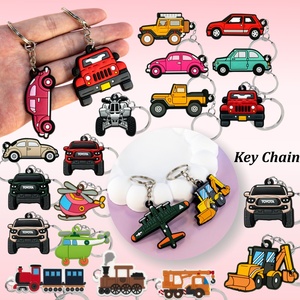 <span class=keywords><strong>Porte</strong></span>-clés de dessin animé 2026 en PVC souple, mignons modèles camion, avion, train, excavatrice, pour enfants, pendentifs de sac à dos, cadeaux - Product Image 1
