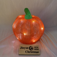 Ornement de citrouille d'Halloween 3D, figurine en acrylique orange lumineuse à LED, pailletée, étanche IP44, commande manuelle, jardin, cour, automne