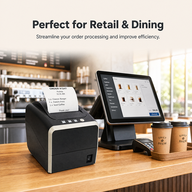Retail Store 80mm Unlined Thermal POS Printer ZY-3311, Low-carbon and Environmentally Friendly Unlined Barcode Label Printing