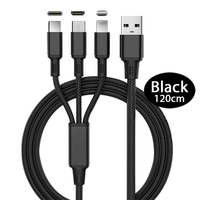Kabel Charger Cepat 3 in 1 untuk Ponsel Tipe-C Android dengan Konduktor Nilon & Logam untuk Transfer Data, Printer, dan Kamera