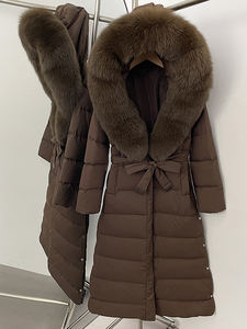 Abrigo <span class=keywords><strong>de</strong></span> Plumón <span class=keywords><strong>de</strong></span> <span class=keywords><strong>Pato</strong></span> Blanco con Capucha OFTBUY, Chaqueta Acolchada Extra Larga con Cuello <span class=keywords><strong>de</strong></span> Piel <span class=keywords><strong>de</strong></span> Zorro Auténtica, Parka Gruesa para Mujer con Cinturón - Product Image 6