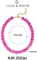 Collar de cuentas rosas gruesas con textura, cadena dorada con cierre, joyería de verano para mujer