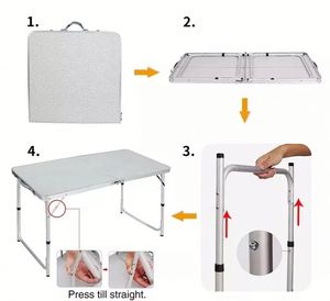 Table pliante légère et portable en aluminium pour pique-nique et camping, réglable en hauteur, pour l'intérieur et l'extérieur - Product Image 3
