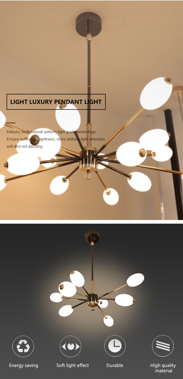 New Product Decoration Restaurant Hanging Lamp Living Room Luxury Acrylic LED Chandelier Light