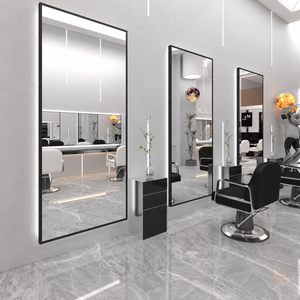 <b>LED</b> Salon <b>Mirror</b> Wall Mounted Hair Styling <b>Vanity</b> <b>Mirror</b> Rectangular Barber Shop <b>Mirror</b> With Light - Product Image 1