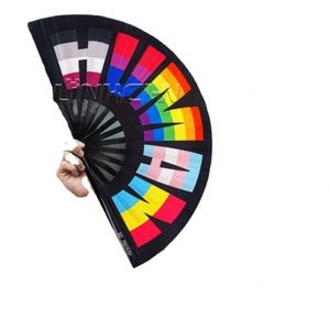 Grand éventail de rave personnalisable, tendance, sonore, portable, peint, style art populaire - Product Image 1