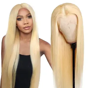 Free sample overnight delivery lace wigs virgin brazilian 613 blonde frontal lace wig human hair wig with baby hair