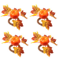 Lot d'anneaux de serviette en acrylique artificiel motif citrouille, feuilles d'érable d'automne, récolte de Thanksgiving, Halloween, imperméables, prix usine, offre spéciale