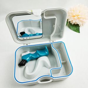 <b>Denture</b> Cleaning Case With Mirror And Brush For Home Use Plastic <b>Denture</b> Care Kit - Product Image 1