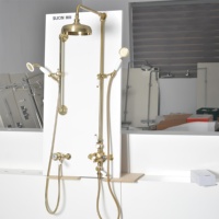 Mitigeur de douche thermostatique Vernet en laiton chromé, avec douchette 8'' et levier rigide 18mm, certifié WRAS, finition laiton apparente