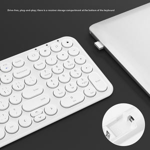 Teclado inalámbrico blanco para ordenador portátil para Juegos de oficina universal con Mini <span class=keywords><strong>Nano</strong></span> receptor Fabricante Teclado de membrana ultrafino - Product Image 2