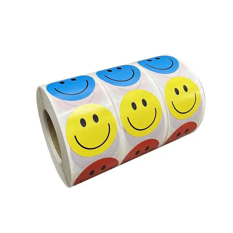 500 Pcs/roll Rosto Smiley Adesivo para Crianças Recompensa Etiqueta Pontos Amarelos Etiquetas Sorriso Feliz Rosto Expressão Etiqueta Etiqueta Presente