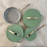 SANLANG Batterie de cuisine en céramique antiadhésive à induction, casseroles et poêles en aluminium pressé avec poignée en acier inoxydable