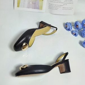 Round Toe Genuine Leather Ankle Strap Thick High Heel Roman <b>Sandals</b> Comfortable <b>Women</b> Pumps Dress Shoes Summer - Product Image 4