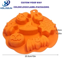 Moule de cuisson en silicone flexible résistant à la chaleur, 7 cavités, motifs citrouille et fantôme d'Halloween, couleur personnalisable, pour la pâtisserie et la fabrication de savons
