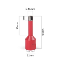 Forets diamantés à noyau sinterisé M14 de 6 mm à 16 mm pour marbre, granit, brique, carrelage, céramique
