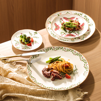 Hot Sale Classic Design Knochen China Geschirr-Sets Wieder verwendbare spülmaschinen feste tropische Regenwald-Design für Hotels und den Heimgebrauch