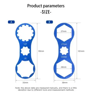 Llave de cubierta de hombro de horquilla delantera de bicicleta de montaña 8T/12T 27/28mm para <span class=keywords><strong>Suntour</strong></span> <span class=keywords><strong>XCR</strong></span>/XCT/XCM/RST herramienta de eliminación de amortiguador de aire - Product Image 6