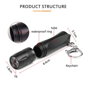 Móc Khóa Đèn Pin <span class=keywords><strong>Mini</strong></span> T6 Pin Khô 14500 Móc Chìa Khóa Cầm Tay Đèn Pin Công Tắc Xoay Đầu Đèn Pin EDC Bằng Nhôm - Product Image 5