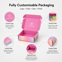 Boîte d'expédition pliante en carton ondulé holographique avec logo personnalisé, emballage cadeau pour abonnement e-commerce